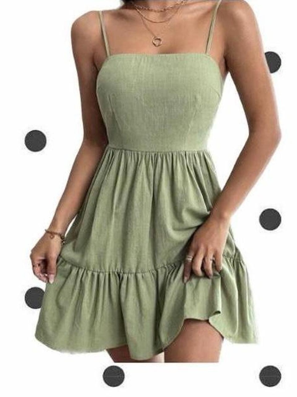 Olive Green Spaghetti Strap Sundress
